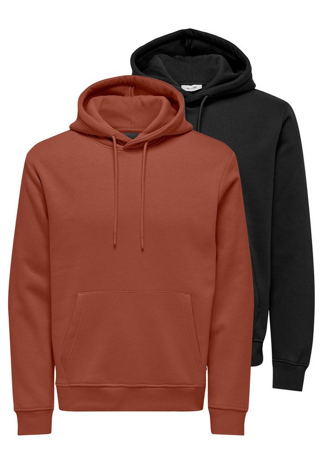 ONLY & SONS Hoodie 2er Pack Connor (Spar-Set, 2-tlg) Sweatshirt / Hoodie - Atmungsaktiv - Hoodie mit lässigem Look von ONLY & SONS