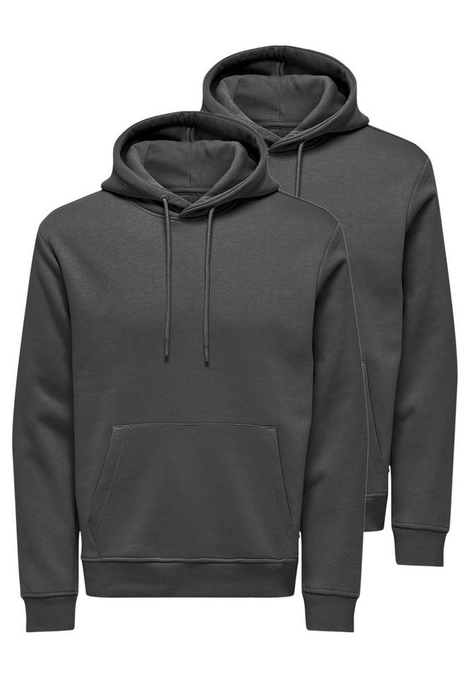 ONLY & SONS Hoodie 2er Pack Connor (Spar-Set, 2-tlg) Sweatshirt / Hoodie - Atmungsaktiv - Hoodie mit lässigem Look von ONLY & SONS