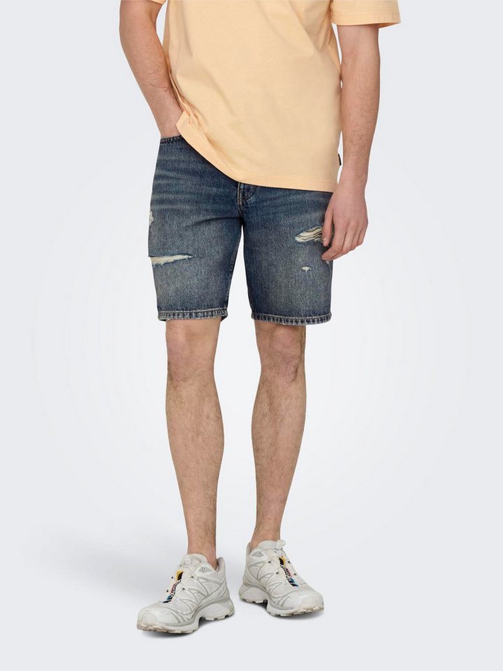 ONLY & SONS Jeansshorts Denim Midi Mid Waist Pants ONSEDGE RAM DBD DEST 9648 AZG DNM SHORTS von ONLY & SONS