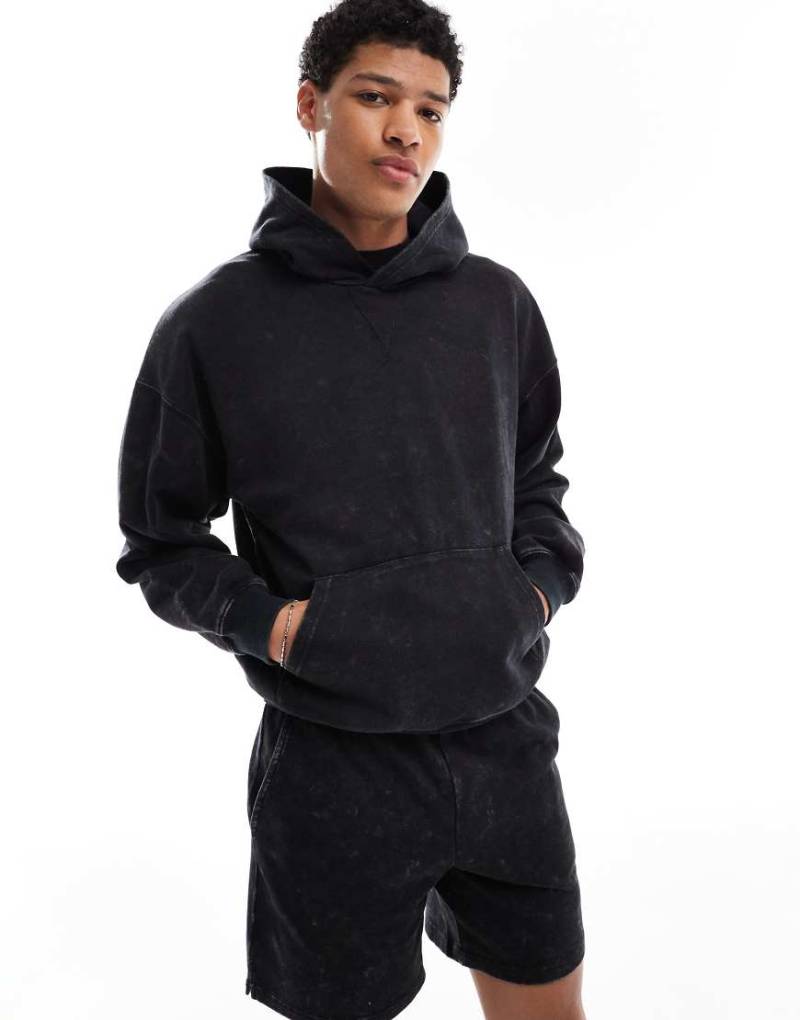 ONLY & SONS - Kapuzenpullover in verwaschenem Schwarz, Kombiteil von ONLY & SONS