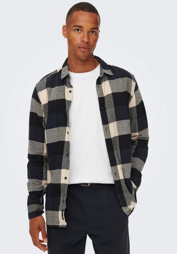 ONLY & SONS Karohemd GUDMUND LIFE LS 3T CHECK SHIRT mit abgerundetem Saum von ONLY & SONS