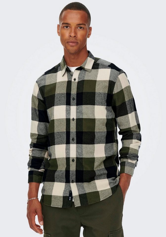 ONLY & SONS Karohemd GUDMUND LIFE LS 3T CHECK SHIRT mit abgerundetem Saum von ONLY & SONS