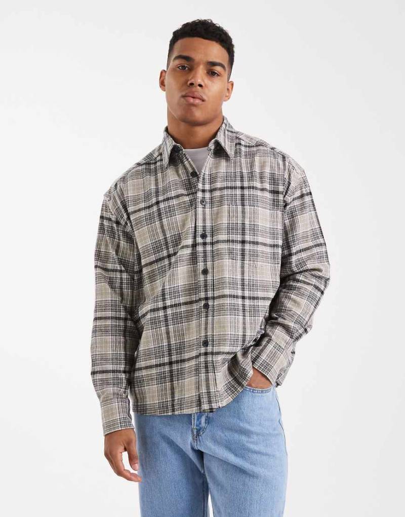 ONLY & SONS - Kastiges, langärmliges Hemd in Dunkelgrau von ONLY & SONS