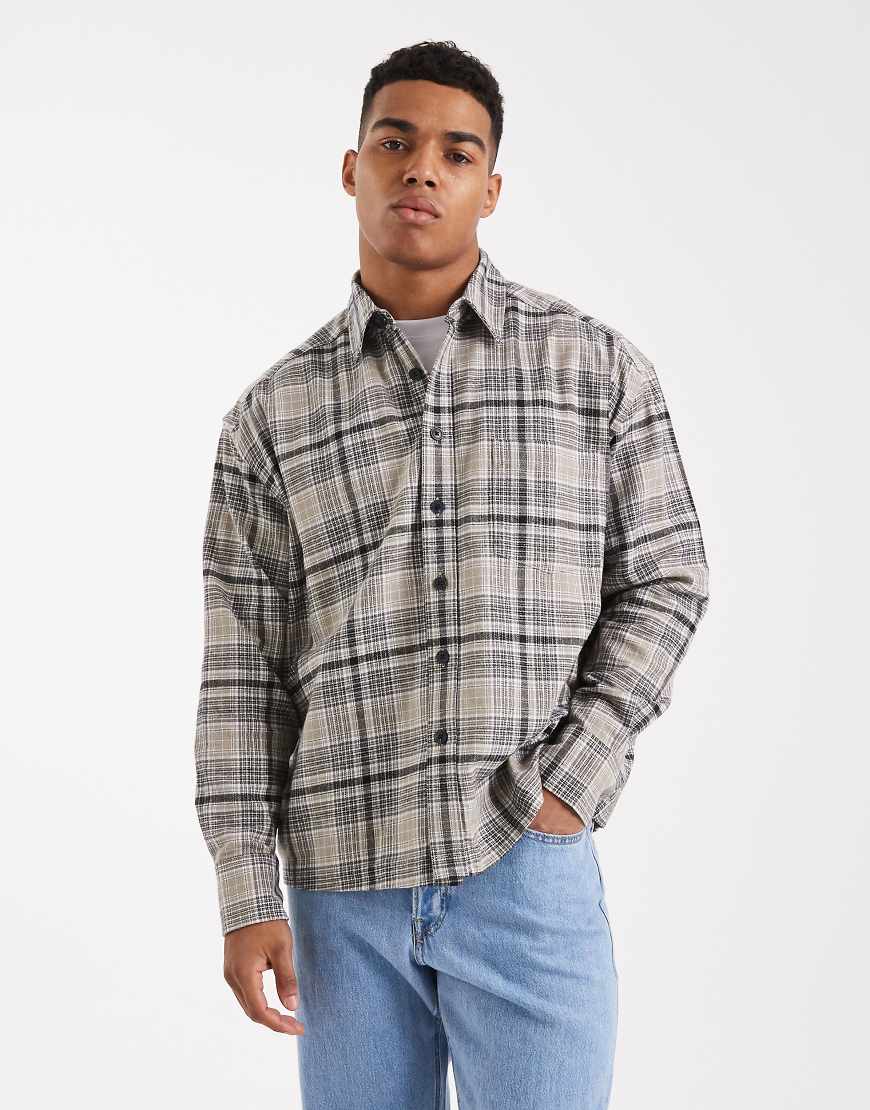 ONLY & SONS - Kastiges, langärmliges Hemd in Dunkelgrau von ONLY & SONS