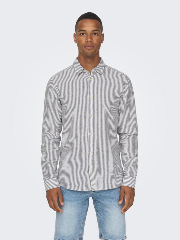 ONLY & SONS Kurzarmhemd ONSCAIDEN LS STRIPE LINEN SHIRT 660 NOOS von ONLY & SONS