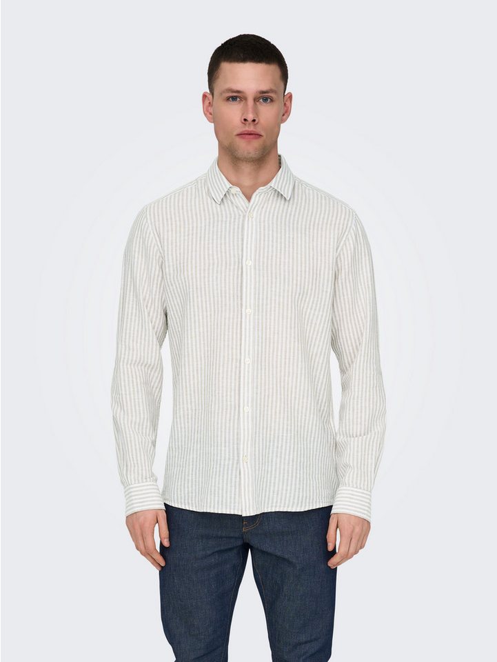 ONLY & SONS Kurzarmhemd ONSCAIDEN LS STRIPE LINEN SHIRT 660 NOOS von ONLY & SONS