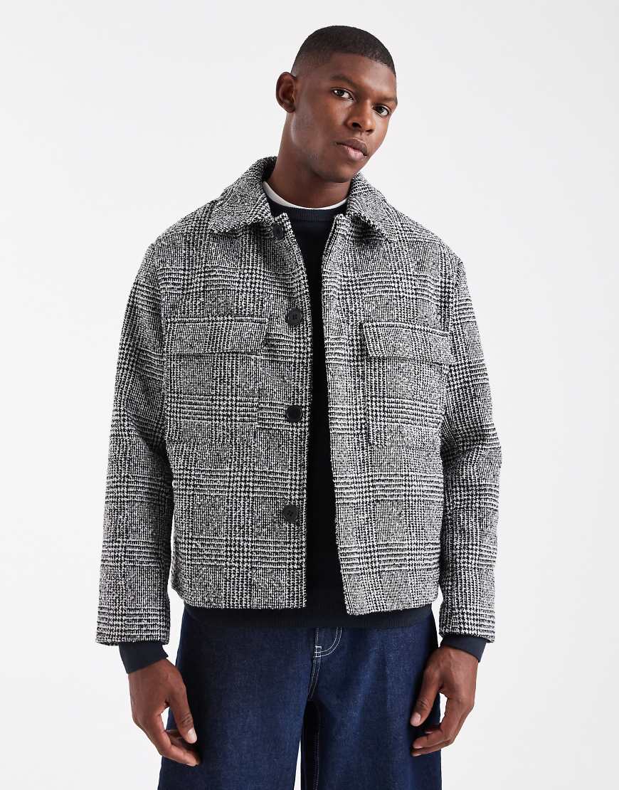 ONLY & SONS - Kurze Jacke mit Taschendetail und Hahnentrittmuster-Schwarz von ONLY & SONS