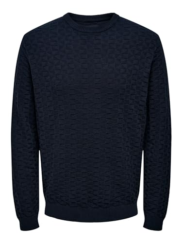 ONLY & SONS Lässiger Pullover Gerippter Karo Feinstrick Longsleeve Design Muster Sweater von ONLY & SONS