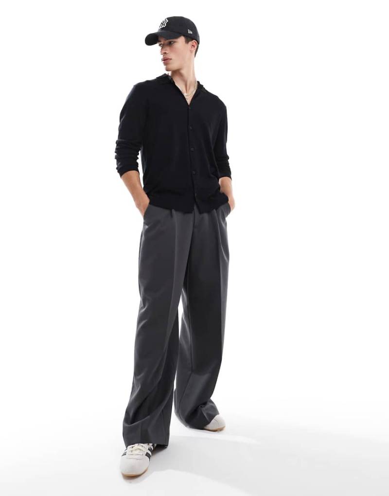 ONLY & SONS - Langärmliges Polohemd aus Strick in Schwarz von ONLY & SONS