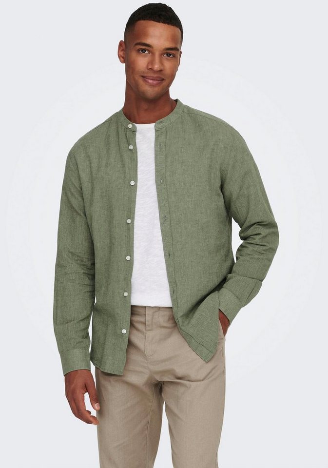 ONLY & SONS Langarmhemd ONSCAIDEN LS SOLID LINEN MAO SHIRT NOOS von ONLY & SONS