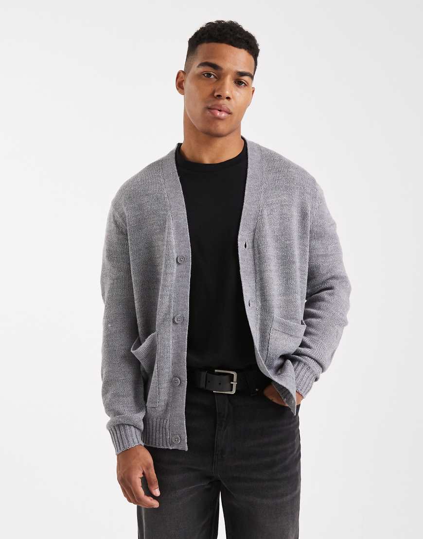 ONLY & SONS - Locker geschnittene Strickjacke in Mittelgrau von ONLY & SONS