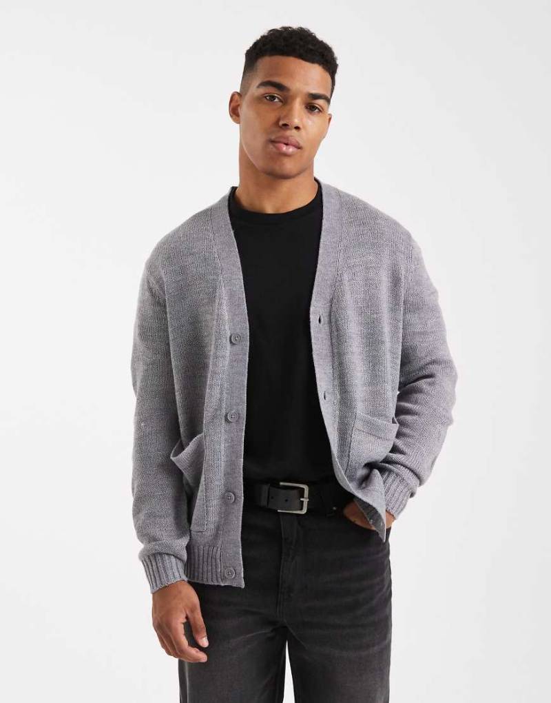 ONLY & SONS - Locker geschnittene Strickjacke in Mittelgrau von ONLY & SONS