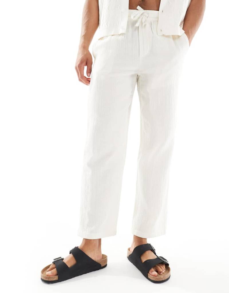 ONLY & SONS - Locker sitzende Hose in Creme mit Strukturmuster, Kombiteil-Neutral von ONLY & SONS