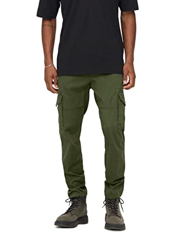 ONLY & SONS Herren Cargo Hose ONSDEAN Life - Tapered Fit - Schwarz Grün W28-W38, Größe:30W / 32L, Farbvariante:Olive Night 22025431 ONLY & SONS Herren Cargo Hose ONSDEAN Life - Tapered Fit - Schwarz Grün W28-W38, Größe:30W / 32L, Farbvariante:Olive Night 22025431 von ONLY & SONS
