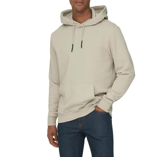 ONLY & SONS Herren Hoodie Kapuzenpullover ONSCERES XS S M L XL XXL Baumwolle, Größe:S, Farbe:Silver Lining 22018685 von ONLY & SONS