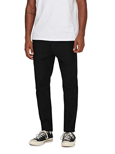 ONLY & SONS Herren Sweatpant ONSLINUS Crop LIN - Tapered Fit - XS S M L XL XXL, Größe:S, Farbe:Black 22024966 von ONLY & SONS