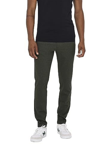 ONLY & SONS Herren Chino Hose ONSMARK 2911 - Slim Fit - Schwarz W28-W38 Stretch, Größe:28W / 30L, Farbe:Olive Night 22022911 von ONLY & SONS