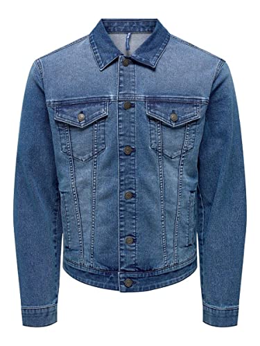 ONLY & SONS Herren Jeansjacke ONSCOIN Regular Fit XS S M L XL XXL Blau, Größe:L, Farbe:Medium Blue Denim 22024333 von ONLY & SONS