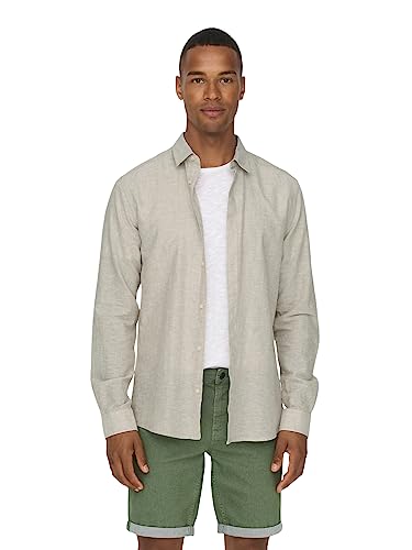 ONLY & SONS Herren Freizeit Hemd ONSCAIDEN - Slim Fit XS S M L XL XXL Grün, Größe:XXL, Farbe:Chinchilla 22012321 von Only & Sons