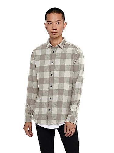 Kariertes Holzfäller Hemd Basic Langarm Flanellhemd Freizeit Karo Slim Fit Shirt Baumwolle ONSGUDMUND von ONLY & SONS