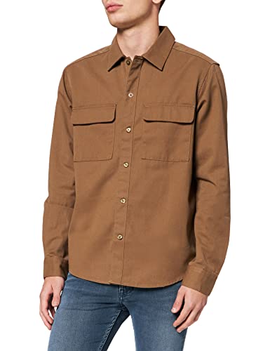 ONLY & SONS Herren ONSMATTI LS TC Twill Overshirt Hemd, Kangaroo, S von ONLY & SONS