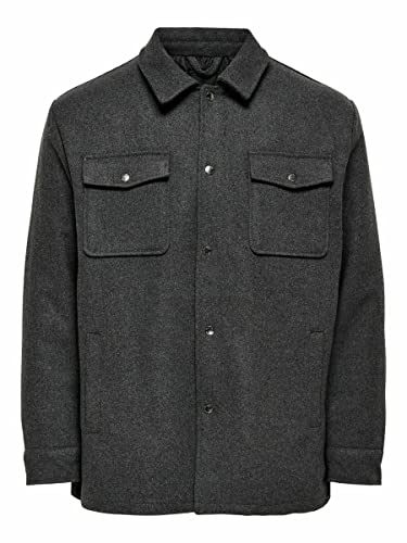 ONLY & SONS Male Overshirt Loose Fit Woll- von ONLY & SONS