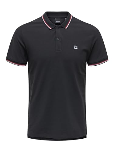 ONLY & SONS Herren Poloshirt ONSFLETCHER - Regular Fit XS S M L XL XXL, Größe:M, Farbe:Dark Navy Bright White and Fiery RED Contrast Stripe 22024827 von ONLY & SONS