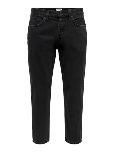 ONLY & SONS Herren Jeans ONSAVI Beam 2962 - Regular Fit - Schwarz - Black Denim, Größe:30W / 34L, Farbvariante:Black Denim 22022962 von ONLY & SONS