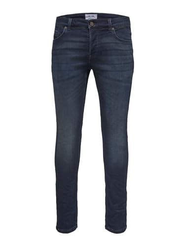 Herren O&S Slim Fit Jeans | Basic Hose Denim Pants ONSLOOM | Tapered Trousers Stoned Washed, Farben:Blau-4, Größe Jeans:30W / 32L von ONLY & SONS