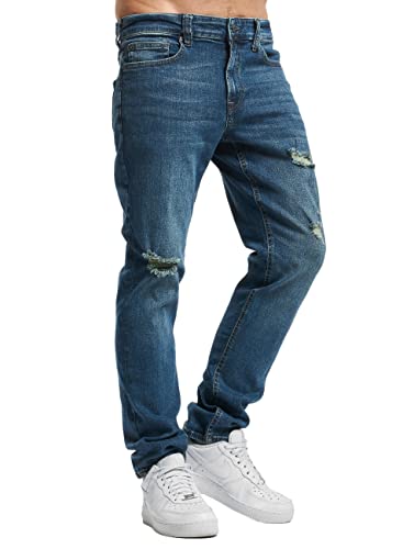 Herren O&S Slim Fit Jeans Basic Hose Denim Pants ONSLOOM Tapered Trousers Stoned Washed, Farben:Blau-3, Größe Jeans:29W / 32L von ONLY & SONS