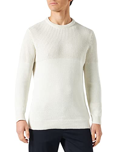 ONLY & SONS Men's ONSAL Life REG 7 Crew Knit BF Pullover, Cloud Dancer, L von ONLY & SONS