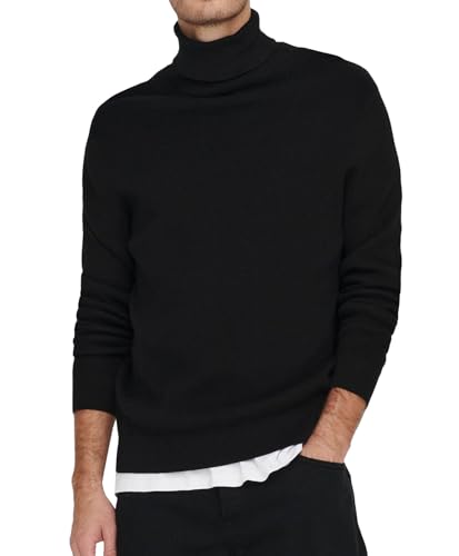 ONLY & SONS Herren Rollkragen Strickpullover ONSPhil Herrenpullover mit Kragen 22023202 Black M von ONLY & SONS
