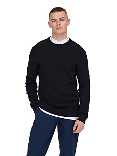 ONLY & SONS Herren Pullover ONSPHIL - Regular Fit XS S M L XL XXL Schwarz Beige, Größe:L, Farbe:Dark Navy 22022855 von ONLY & SONS