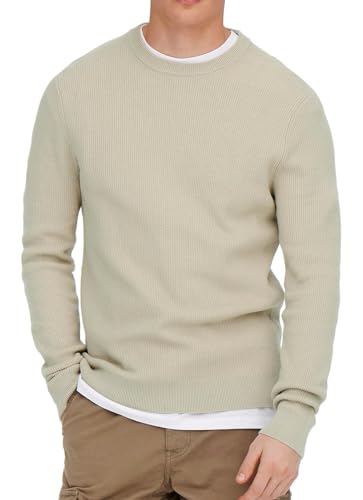 ONLY & SONS Herren Strickpullover ONSPhil Rundhals Herrenpullover 22022855 Silver Lining L von ONLY & SONS