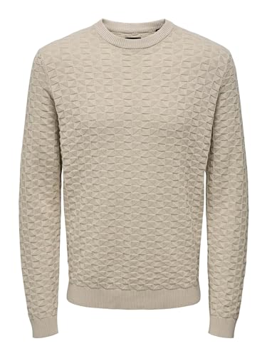 ONLY & SONS Lässiger Pullover Gerippter Karo Feinstrick Longsleeve Design Muster Sweater von ONLY & SONS