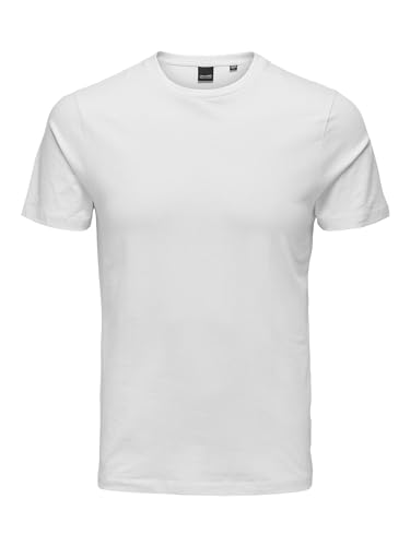 ONLY & SONS Herren Onsbasic Slim O-neck 2-pack Noos T Shirt, Weiß, XS EU von ONLY & SONS