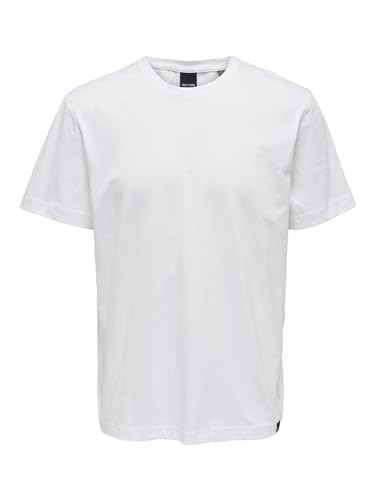 ONLY & SONS Herren Rundhals T-Shirt ONSMAX Life - Regular Fit XS S M L XL XXL, Größe:S, Farbe:White 22025208 von ONLY & SONS