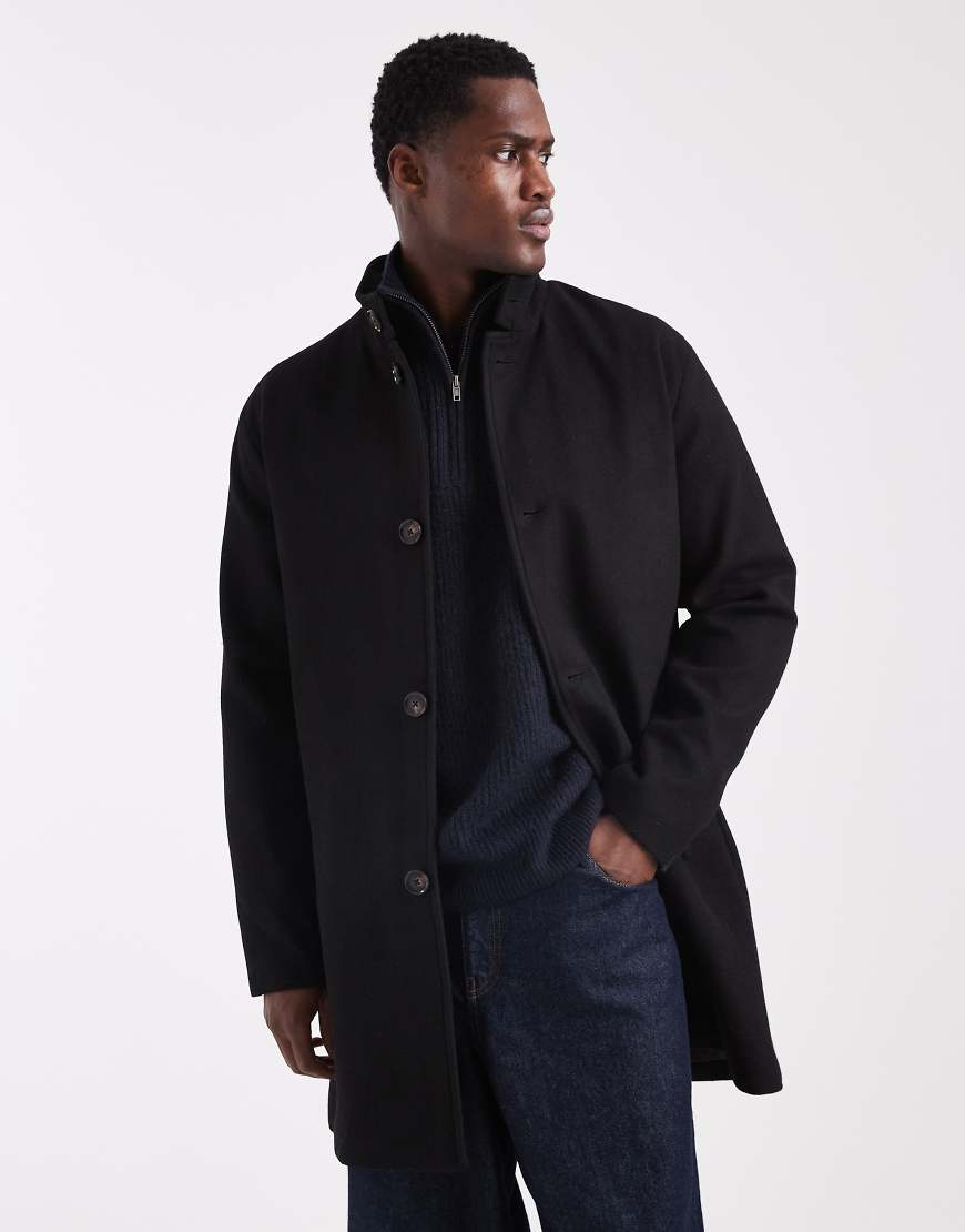 ONLY & SONS - Mantel aus Wollmix in Schwarz mit Stehkragen von ONLY & SONS