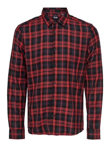 ONLY & SONS Men's ONSARI Slim VISC Check LS Shirt Hemd, Adrenaline Rush, M von ONLY & SONS