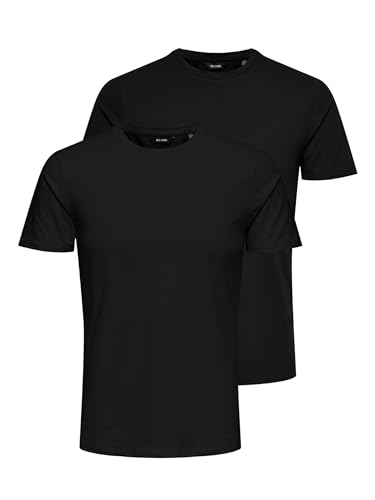 ONLY & SONS Herren Onsbasic Slim O-neck 2-pack Noos T Shirt, Schwarz, M EU von ONLY & SONS