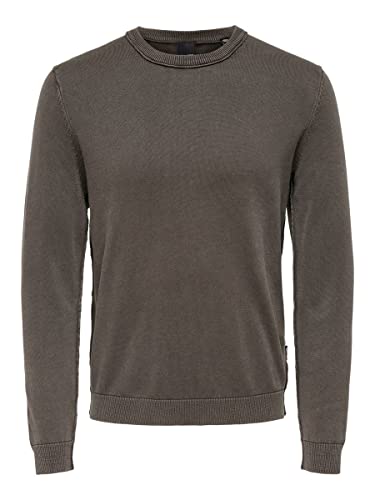 ONLY & SONS Men's ONSCLARK REG WASH Crew Knit Sweater, Seal Brown, XS von ONLY & SONS