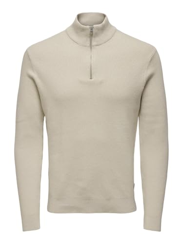 ONLY & SONS Herren ONSPHIL REG 12 Cotton Half Zip Knit NOOS Pullover, Silver Lining, XL von ONLY & SONS