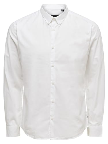 ONLY & SONS Men's ONSPOPLIN BTN DOWN Shirt LS EXP RE Hemd, White, XL von ONLY & SONS
