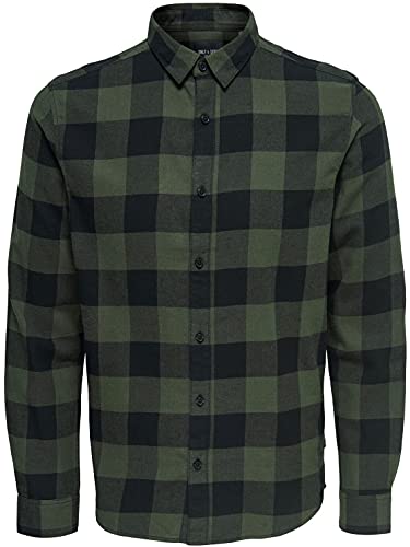 Only & Sons NOS Herren Onsgudmund Ls Checked Shirt Noos Freizeithemd, Grün (Forest Night Forest Night), XS von ONLY & SONS