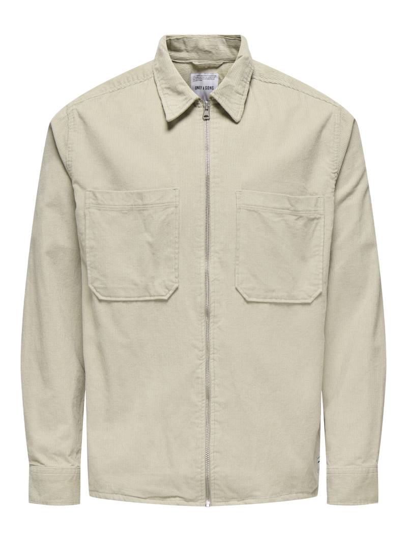 ONLY&SONS - ONSALP 14W RLX 2PKT WASHD CORD ZIP NOOS silver lining - Gr. - M von ONLY&SONS