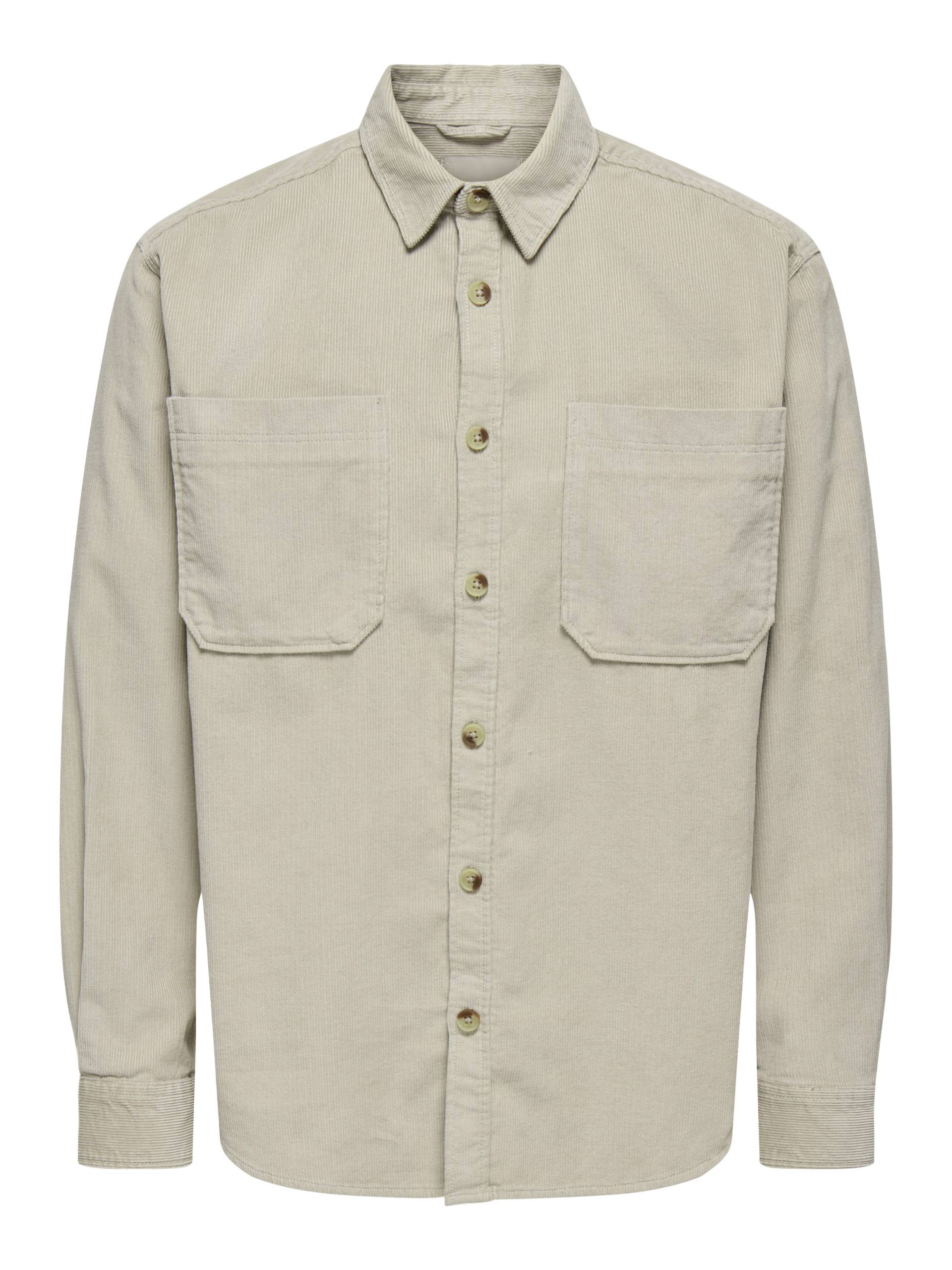 ONLY&SONS - ONSALP 2PKT WASHD CORD LS SHIRT NOOS silver lining - Gr. - M von ONLY&SONS