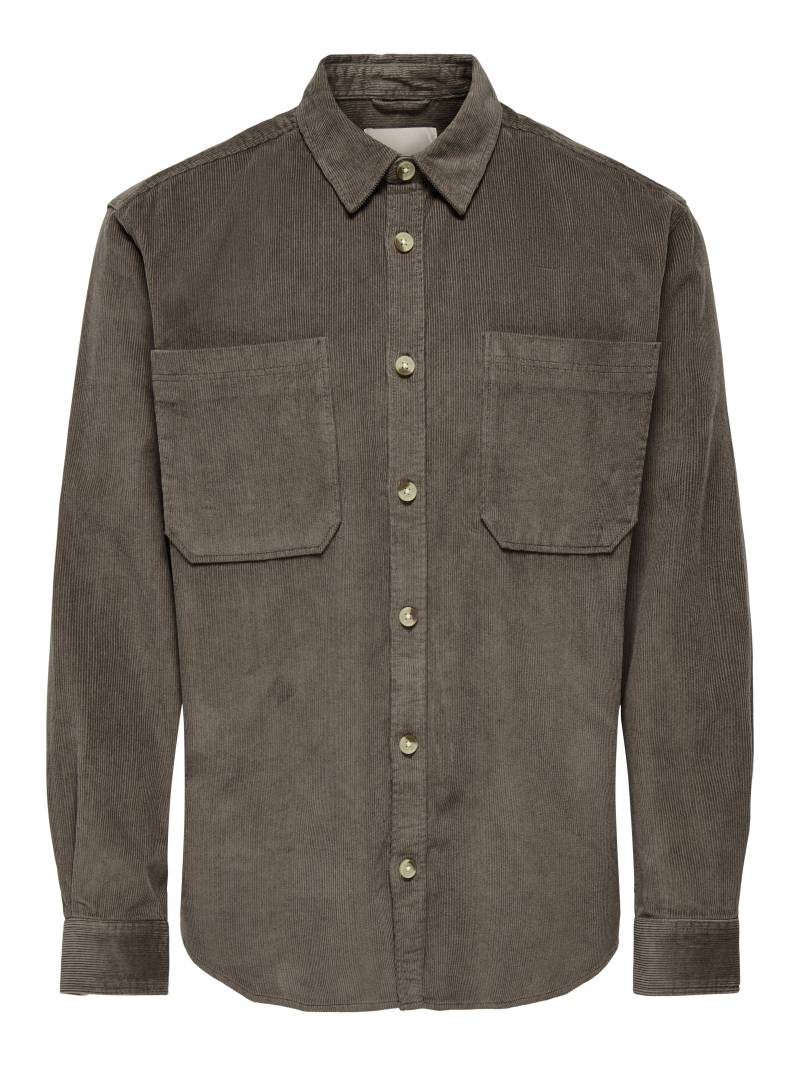 ONLY&SONS - ONSALP RLX 2PKT WASHD CORD LS SHIRT NOOS - Gr. - L von ONLY&SONS
