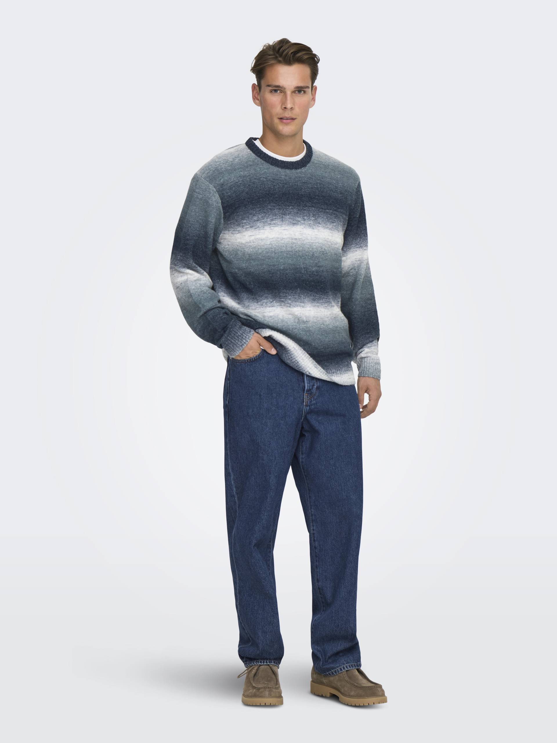 ONLY&SONS - ONSBERTIL REG LS CREW KNIT dark sapphire - Gr. - XXL von ONLY&SONS