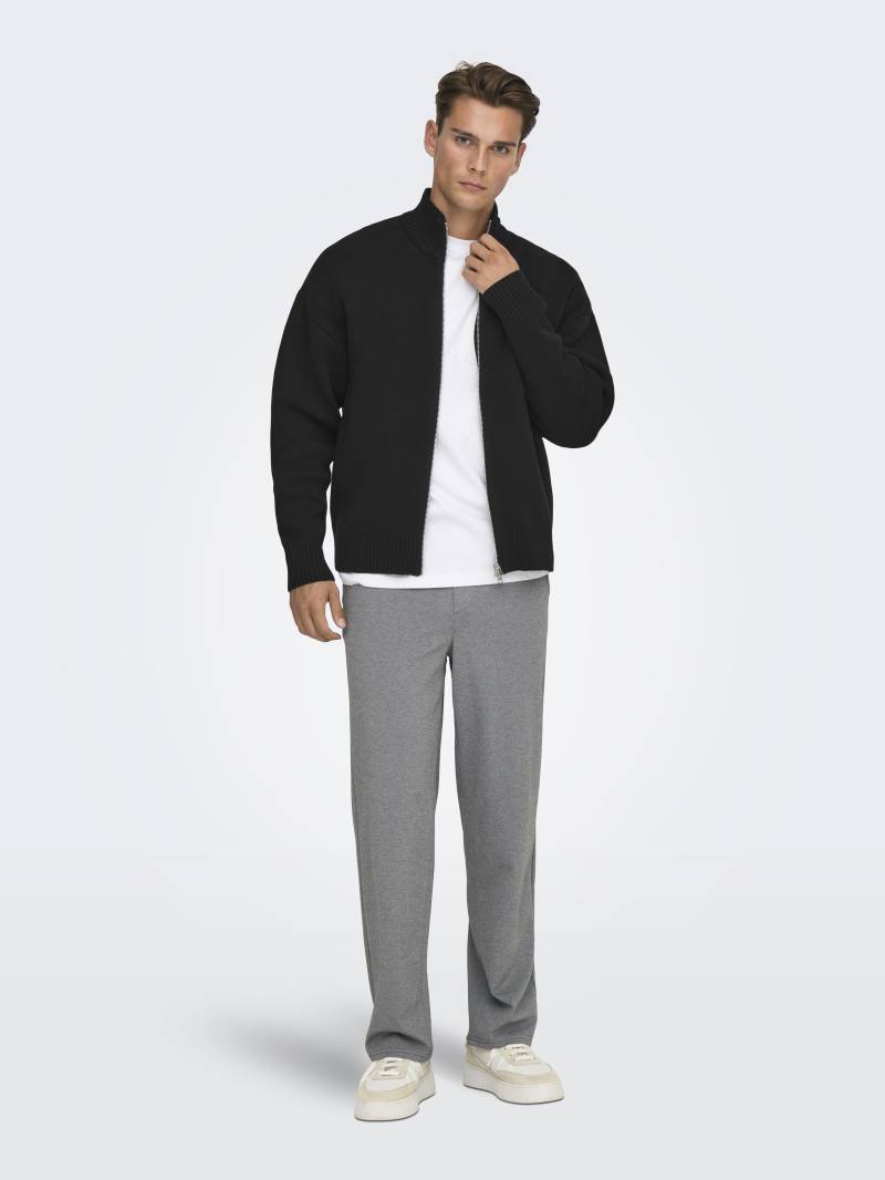 ONLY&SONS - ONSBLAKE DS HIGH NECK CARDIGAN KNIT NOOS black - Gr. - XXL von ONLY&SONS