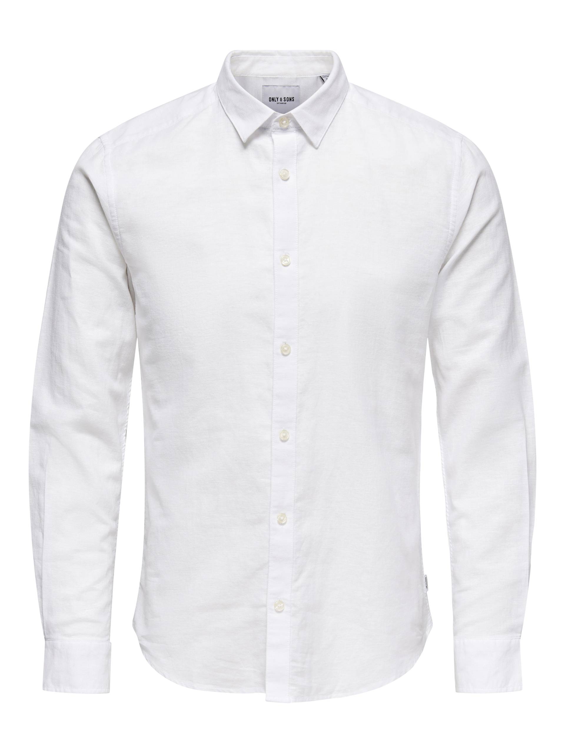 ONLY&SONS - ONSCAIDEN LIFE LS SOLID LINEN BLEND NOOS white - Gr. - S von ONLY&SONS